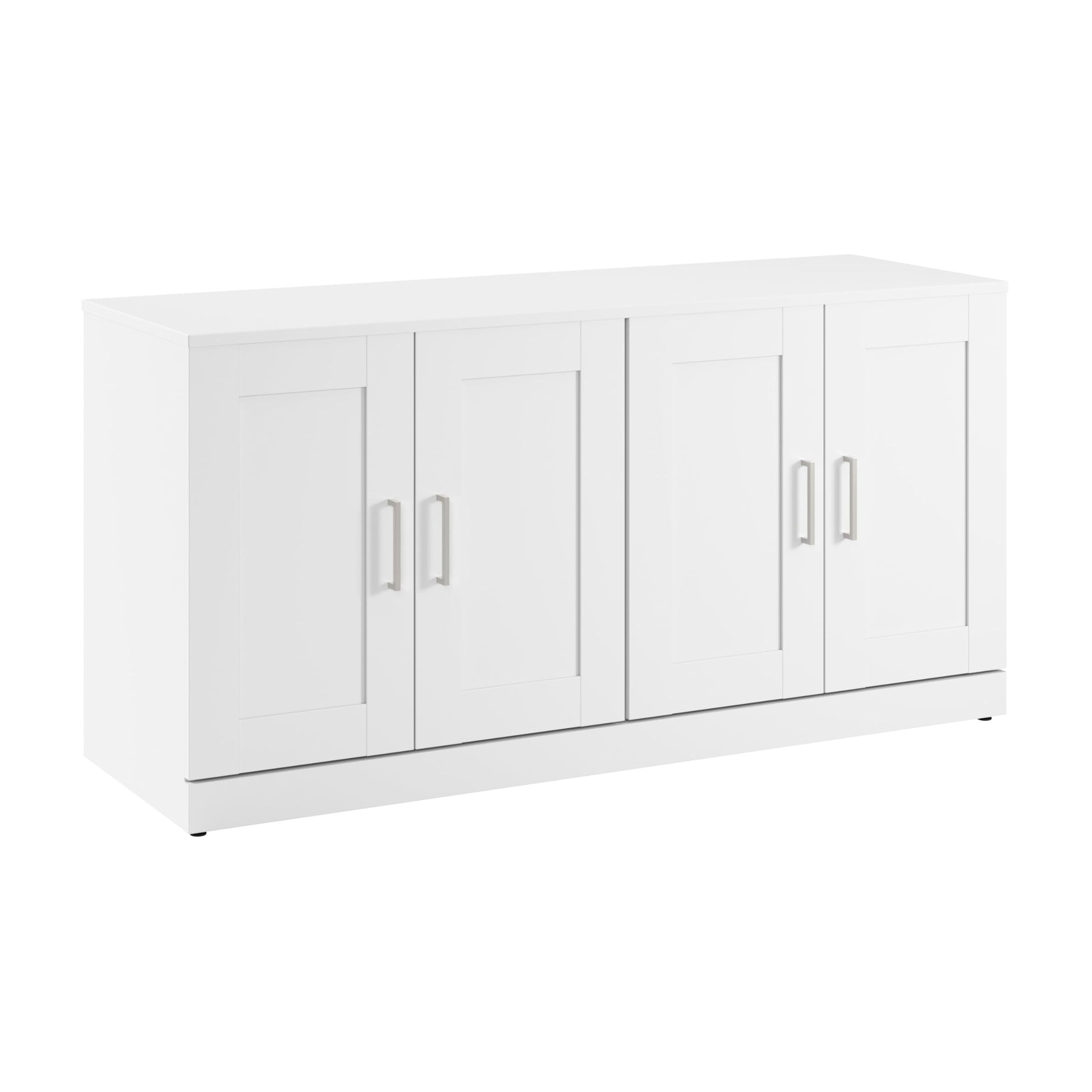 Bush Furniture Hampton Heights 60W Bookshelf with Doors in White, Large Bookcase Cabinet for Home Office or Professional Workspace - WoodArtSupply