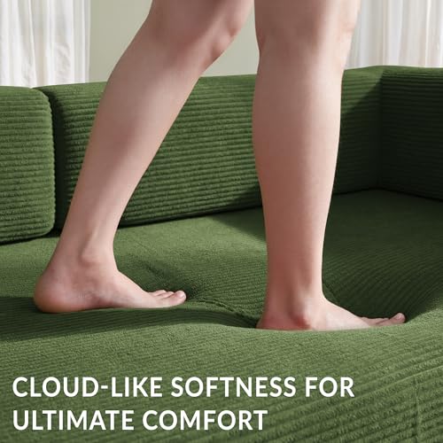 YINIX Foldable Sofa Bed, 78'' Folding Floor Couch, Compressed Convertable Sleeper Sofa, Memory Foam Couch with Pillow Back Support Armrest, 4-in-1 Futon Sofa Bed for Living Room, Green YINIX
