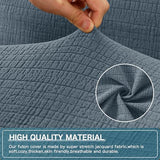 H.VERSAILTEX 100% Waterproof Stretch Futon Slipcover Armless Sofa Cover Furniture Protector Without Armrests Slipcover Soft with Elastic Bottom for Kids, Spandex Jacquard Small Checks, Stone Blue H.VERSAILTEX