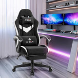 N-GEN GAMING Video Gaming Chair Office Computer Desk Use Ergonomic Reclining Backrest Adjustable Armrests Lumbar Support Footrest High Density Foam Breathable Fabric Heavy Duty Base (Black) N-GEN GAMING