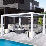 Domi Outdoor Living Louvered Pergola 10x13FT, Aluminum Outdoor Pergola with 2 Independently Adjustable Louver Roof, Full Aluminum Structure, White domi outdoor living