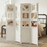 4 Panel Photo Room Divider Freestanding Folding Privacy Screen and Decorative with 16 Frames for Home Office (White) Svimi