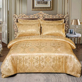 TUMAN Pro Duvet Cover Set European Luxury Satin Embroidery 3-Piece Bedding Set Soft Comfortable and Lightweight Gold Queen Duvet Cover (No Quilt) (Gold, Queen) TUMAN Pro