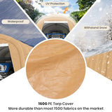 COSIEST 13'×20' Storage Shelter Outdoor Round Carport, Heavy-Duty Garage Canopy with Dual Roll-Up Doors Weatherproof PE Cover, Multi-Purpose Vehicle/Tractor Shed for Backyard/Driveway/Farm(Beige) COSIEST