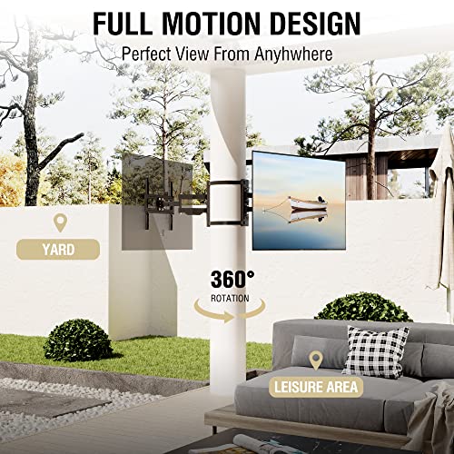 ZeboZap ZZTVA2044 NO Drill Full Motion Outdoor TV Mount | Gazebo TV Mount | Patio TV Mount | Pergola TV Mount | Square Post TV Mount | Stainless Steel Screws | Weatherproof | Holds 80lbs | Black CondoMounts