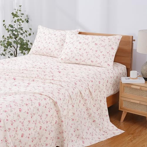 Modern Threads Printed 3-Piece Extra Soft Bedding Sheets & Pillowcase Set, Deep Pocket up to 16 inch Mattress Kashmir Rose Twin Modern Threads