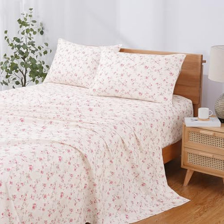 Modern Threads Printed 3-Piece Extra Soft Bedding Sheets & Pillowcase Set, Deep Pocket up to 16 inch Mattress Kashmir Rose Twin Modern Threads