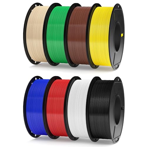 ELEGOO 250g Rapid PETG Filament Bundle 1.75mm, 8 Colors High Speed 600mm/s 3D Printer Filaments Dimensional Accuracy +/- 0.02mm, 8 Pack 250g Spool Brown/Beige/Black/White/Red/Blue/Green/Yellow