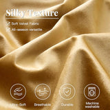 MUSSEL Bedding Comforter Set Queen Size 3 Pieces-Luxury Shiny Gold Striped Lightweight Bedroom Comforter Queen Size,Soft Velvet Bed Set with 2 Shams MUSSEL