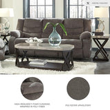 Signature Design by Ashley Tulen Modern Manual Pull Tab Reclining Sofa, Dark Gray Signature Design by Ashley