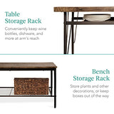 Best Choice Products 6-Piece 55in Modern Dining Set for Home, Kitchen, Dining Room w/Storage Racks, Rectangular Table, Bench, 4 Chairs, Steel Frame - Brown Best Choice Products