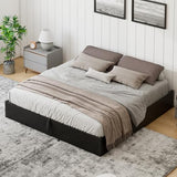 YUMPIE Queen Size Lift-Up Storage Platform Bed Frame, Metal Bed Frame with Wooden Slats Support, Spacious Underneath Storage, No Box Spring Required, Noise-Free, Black YUMPIE