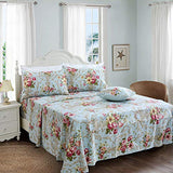 FADFAY Shabby Floral Bedding Elegant Peony Sheets Set Luxury Bedding Collections 800 Thread Count 100% Egyptian Cotton Deep Pocket, 4 Piece-Twin XL Size FADFAY