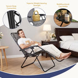 Sweetcrispy Zero Gravity Chairs, Set of 2 Portable Recliner Beach Camping Patio Outdoor Folding Lounge Chair with Cup Holder Trays and Adjustable Pillow for Poolside, Garden, Backyard, Lawn (Grey) Sweetcrispy