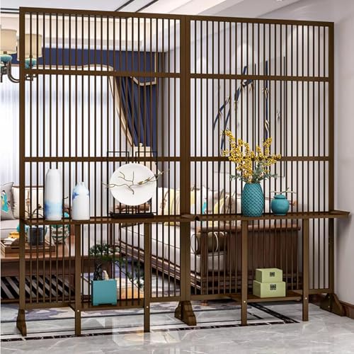 Entrance Hall Room Divider, Wood Privacy Screens with Shelves, Freestanding Room Partition Post Decorative Separation Decor for Teahouse Coffee Shop (Brown, 28in/71cm) ZGZCQDSL