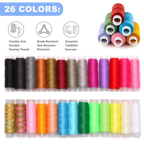 100 PCS Complete Embroidery Stitch Book Kit with Includes Step-by-Step Instructions, Hoops, Threads, Needles & Fabric, All-in-One Portable Starter Set for Adult Beginners & DIY Craft Enthusiasts Losaria