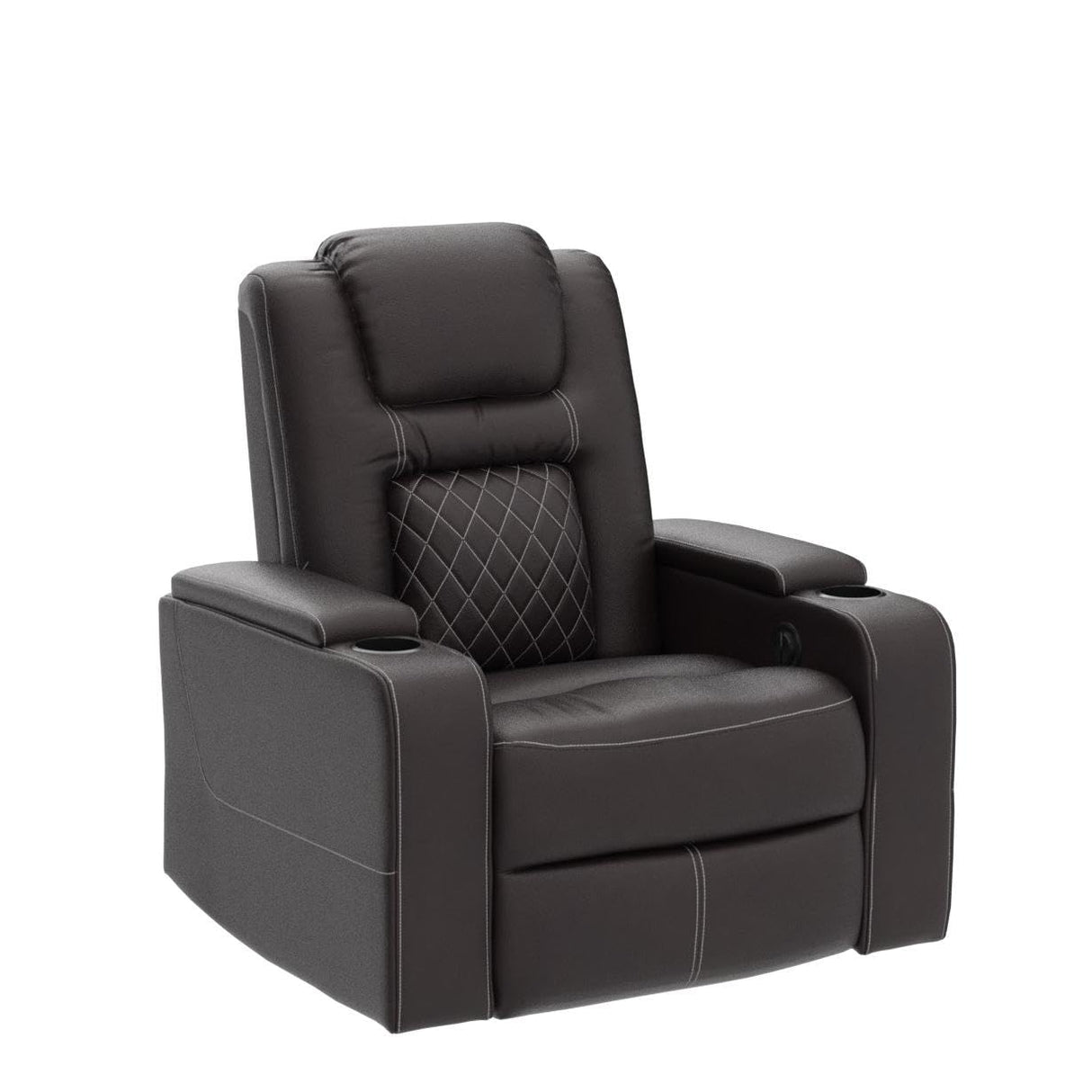 CANMOV Electric Power Recliner Chair with USB Ports and Cup Holders, Breathable Leather Home Theater Seating with Hidden Arm Storage (Brown) CANMOV