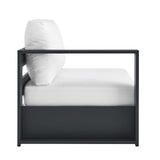 Modway Tahoe Aluminum Modular Left-Facing Outdoor Patio Loveseat in Gray White with Weather-Resistant Cushions, Couch for Garden Backyard, Poolside Modway