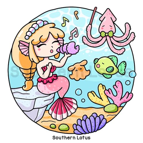 Ocean Home: Coloring Book for Adults and Teens Featuring Ocean Life with Adorable Mermaids and Sea Animals, Cute and Easy Drawings for Relaxation (Cozy Ocean) WoodArtSupply