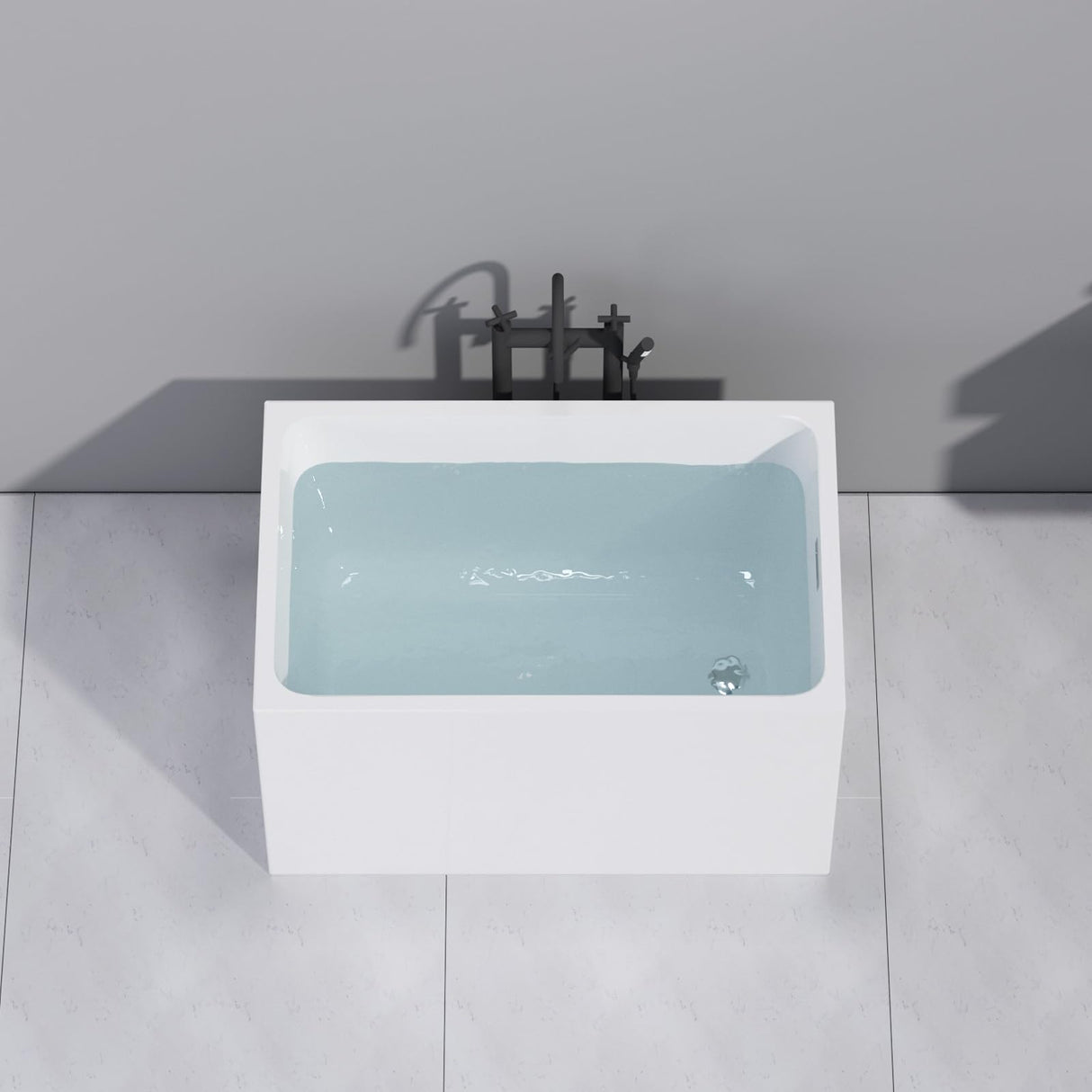 43" Acrylic Freestanding Bathtubs, Square Shaped Japanese Soaking Tub, Stand Alone Tubs W/Pop-UP Chrome Drain, Slotted Overflow, cUPC Certified (Without Seat) EZONTEQ