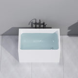 43" Acrylic Freestanding Bathtubs, Square Shaped Japanese Soaking Tub, Stand Alone Tubs W/Pop-UP Chrome Drain, Slotted Overflow, cUPC Certified (Without Seat) EZONTEQ