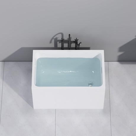 43" Acrylic Freestanding Bathtubs, Square Shaped Japanese Soaking Tub, Stand Alone Tubs W/Pop-UP Chrome Drain, Slotted Overflow, cUPC Certified (Without Seat) EZONTEQ