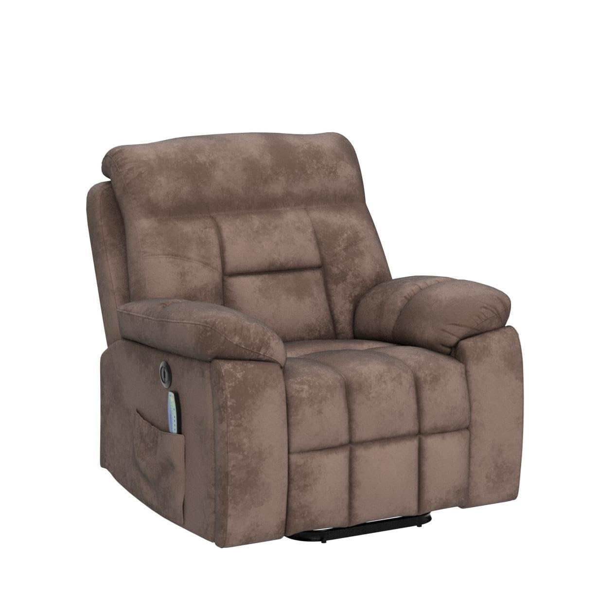 CANMOV Large Power Lift Recliner Chair with Massage and Heat for Elderly Big and Tall People, Overstuffed Wide Recliners with 2 Cup Holders, Side Pocket and USB Port, Camel