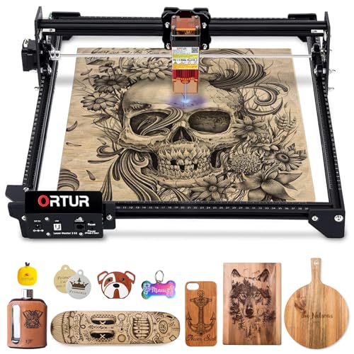 Laser Engraver, Ortur Laser Master S2 LU2-2, 2100mW Laser Cutter and Engraver CNC Machine for DIY, Wood, Leather, etc. (390*410mm), Laser Class 4 Ortur