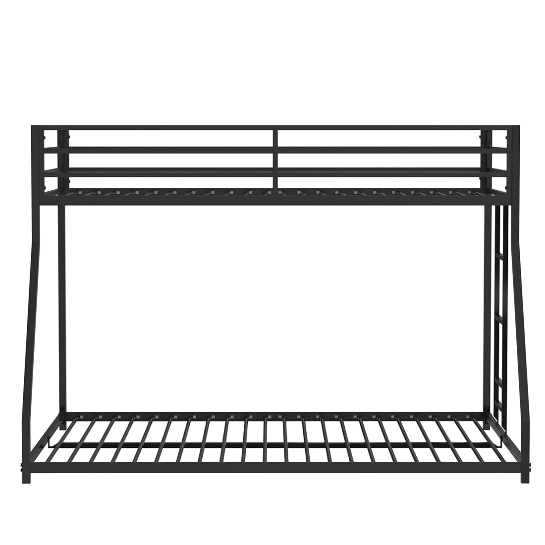 Adam Twin Over Full Bunk Bed with Trundle, Heavy-Duty Metal Triple Bunk Beds with Side Ladders & Safety Guard Rail, 3 in 1 Bunk Beds for Kids Teens, No Box Spring Needed,Easy to Assemble,Black