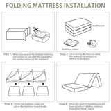 Tri Fold Memory Foam Foldable Mattress Single, 3 inch Folding Mattress for Guest Sleep. Portable Trifold Mat with Removable Washable Cover, Floor Sleeping Mat for Adult and Kid HUEIFY