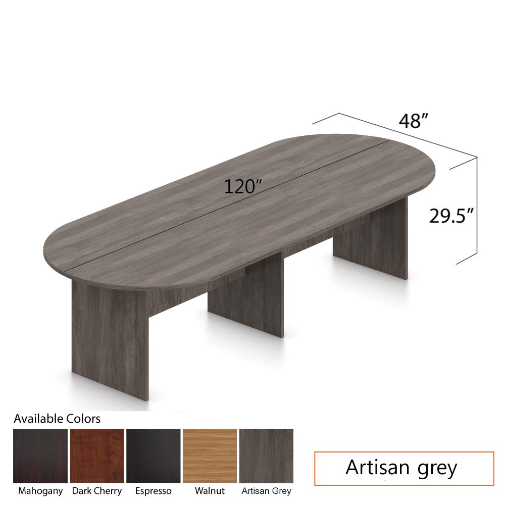 GOF 6FT, 8FT, 10FT Conference Table & Chair (G11740) Set, Dark Cherry, Espresso, Artisan Grey, Mahogany, Walnut (10ft Table Only, Artisan Grey) - WoodArtSupply