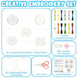 ACRNIGHEET 5PCS Embroidery Kit for Beginners Adults, Butterfly Embroidery Kit, Flowers Embroidery Starter Kit with Instructions, Including 5 Stamped Embroidery Cloth Hoops Threads, Crafts Gift Idea