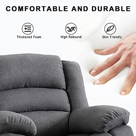 EBELLO Classic Power Recliner Chair, Oversized Electric Overstuffed Chair with Soft Cushion and Back, Sofa with Comfortable Armchair, Gray EBELLO