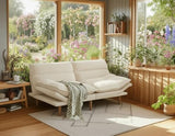 Amada Convertible Futon Sofa Bed - Corduroy Loveseat with Adjustable Backrest & Armrests, Thickened Seat Cushion, Small Space Sleeper Couch for Apartment, Study Room & Office（Off-White，66 Inch ） AMADA HOMEFURNISHING