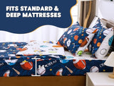 Meeting Story 3pcs Kids Comforter Sets Zipper Bedding Set for Boys,Twin Kid Bedding Set Basketball Football Baseball Comforter Sports Bedding for Kid,All in one Zipper Bedding（Navy,Twin） Meeting Story