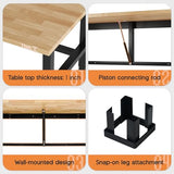 SPECRAFT 72x24 Folding Workbench, Adjustable Foldable Workbench with 2000 LBS Capacity, 30.7"-40" Height, Rubber Wood Top for Garage, Workshop, Office SPECRAFT