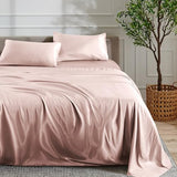 Bare Home Poly Satin Sheet Set - Twin Extra Long - Luxury Soft and Smooth Satin - for Hair and Skin - Breathable - Similar to Silk - Deep Pocket up to 15” - Bedding Sheet Set (Twin XL, Blush) Bare Home