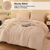 LLanCL 3D Jacquard Design Comforter Set, Ultra-Soft Warm King Size Sherpa Fur Plush 3-Pieces Sets Luxury Cozy Bedding with 2 Pillowcases (104"x90", Cream White) LLanCL