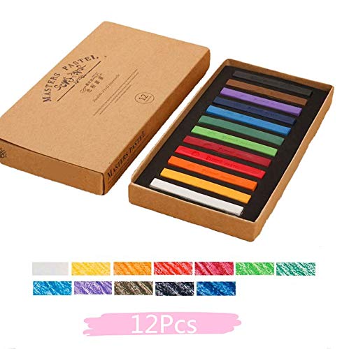 Non Toxic Artist Pastels,Square Soft Pastels Set,Chalks 12/24/36/48 Colors Soft Dry Pastel Artist Chalk Pastel Sticks for Office School Art Drawing Painting Supplies Professional Art Pastel (12Pcs) MARJAQE