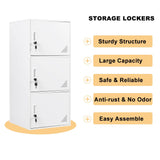 iCHENGGD 3 Door Metal Locker Steel Storage Cabinet, Office Storage Lockers for Employees, Vertical Metal Cabinets for Home,Office,School,Room Storage Organizer (White) iCHENGGD
