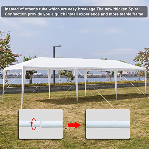 KEPOOMAN 10' x 30' Outdoor Gazebo Canopy Waterproof Party Tent Wedding Canopy with 5 Removable Sidewalls & Brighter Church Windows KEPOOMAN