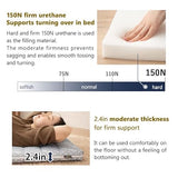 EMOOR Foldable Hybrid Futon Mattress, High-Resilience Urethane Foam 150N with Washable Padded Cover, Japanese Daybed-Size (26x71in) Tatami Camping Firm Washable Cover, Gray EMOOR
