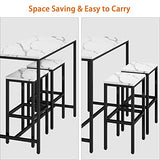 Yongchuang Modern 3-Piece Bar Table and Stools Set in White Faux Marble with Black Metal Frame Yongchuang