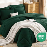CozyLux Queen Comforter Set Emerald Green - 7 Pieces Bed in a Bag Queen, All Season Soft Bedding Sets, Oeko-Tex Certified Bed Set with Down Alternative Comforter, Sheets, Pillowcases & Pillow Shams CozyLux