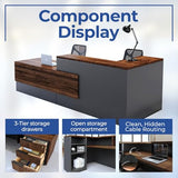 OfficeSimpli L Shaped Reception Desk with Counter - 78.5x40.5x42 Inch - Made in USA, Ship Mostly Assembled, Front Desk Reception Counter for Office, Lobby, Beauty Counter and Salon - California Walnut OfficeSimpliUS