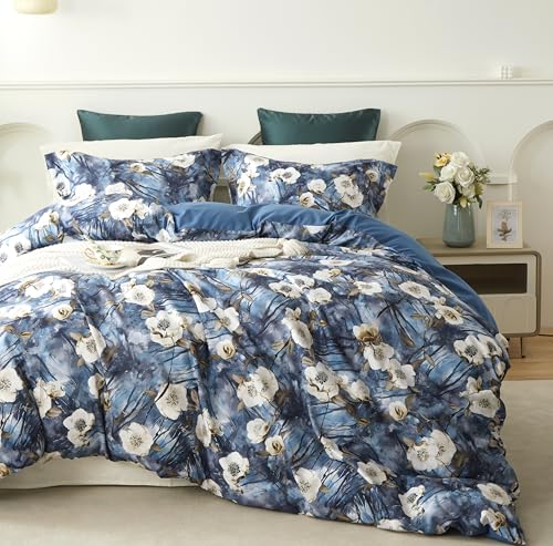 Cupocupa King Size Comforter Set - Floral Boho Bedding Comforter Set, Soft Reversible Botanical Comforters 3 Pieces 2 Pillow Shams for King Size Bed, Aesthetic Bedding. Cupocupa
