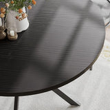 ChooChoo 47.2 Inch Round Dining Table for 4, Farmhouse Wood Kitchen Table, Circle Dinner Table for Kitchen & Dining Room, Black ChooChoo