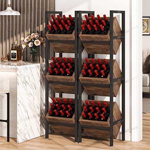 Tribesigns Wine Rack Freestanding Floor, 3 Tier Wooden Wine Storage Stand, Wobble-Free Wine Holder Display Shelf Liquor Bottle Organizer for Kitchen, Cellar Tribesigns