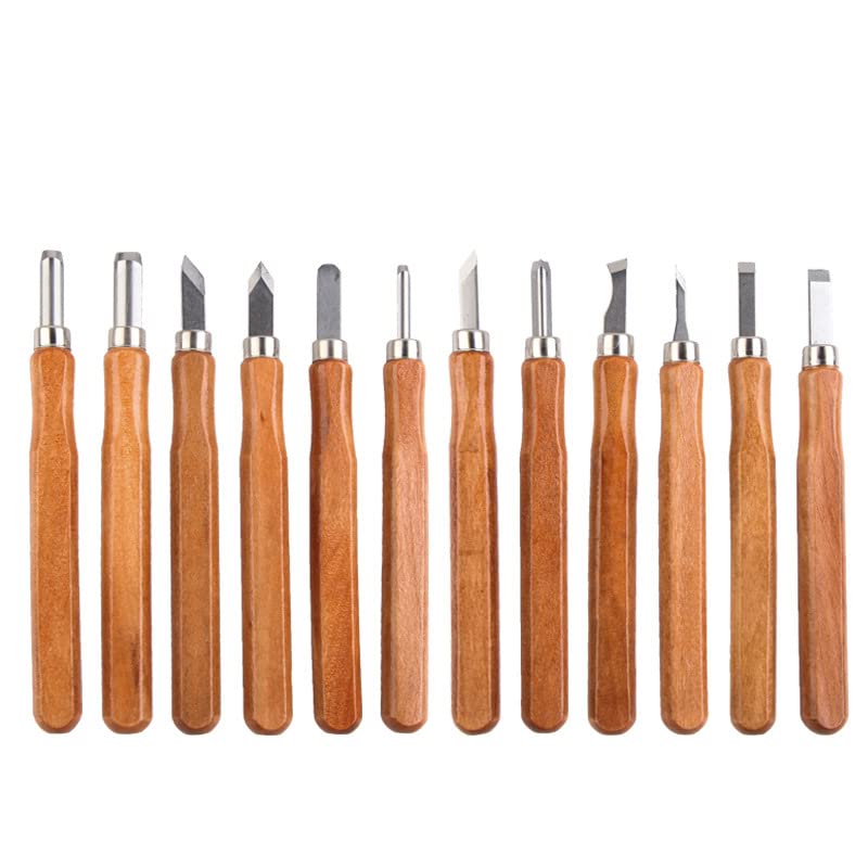 12pcs Wood Carving Tools Set, Professional Wood Gouge Tools, Full Size Wood Carving Knifes for DIY Sculpture Carpenter Beginner, Hobbyists, Professionals, Artistic, Gifts for Him, Father's Day