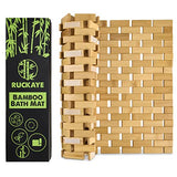 Ruckaye 24x16 Bamboo Bath Mat Premium Bamboo Shower Mat with Silicone Grip Pads Bamboo Bathroom Mat Slip Resistant Bamboo Mat Foldable Wooden Bathroom Mat Waterproof Bamboo Floor Mat Indoor & Outdoor Ruckaye
